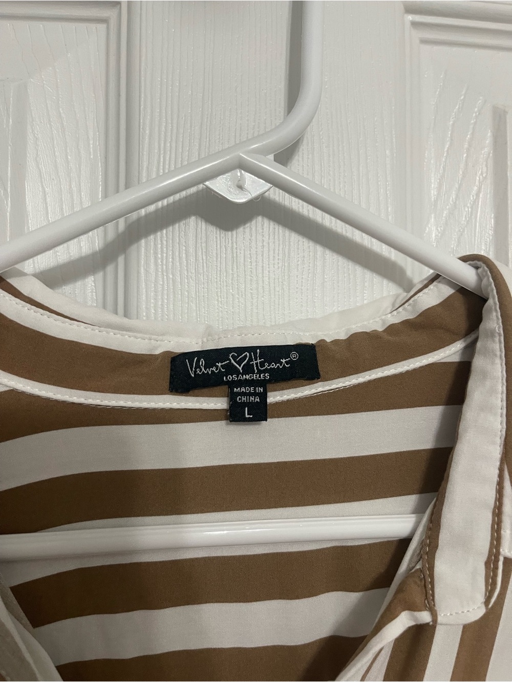 Velvet Heart Brown and White Striped Button-Down Shirt - Picture 2 of 10